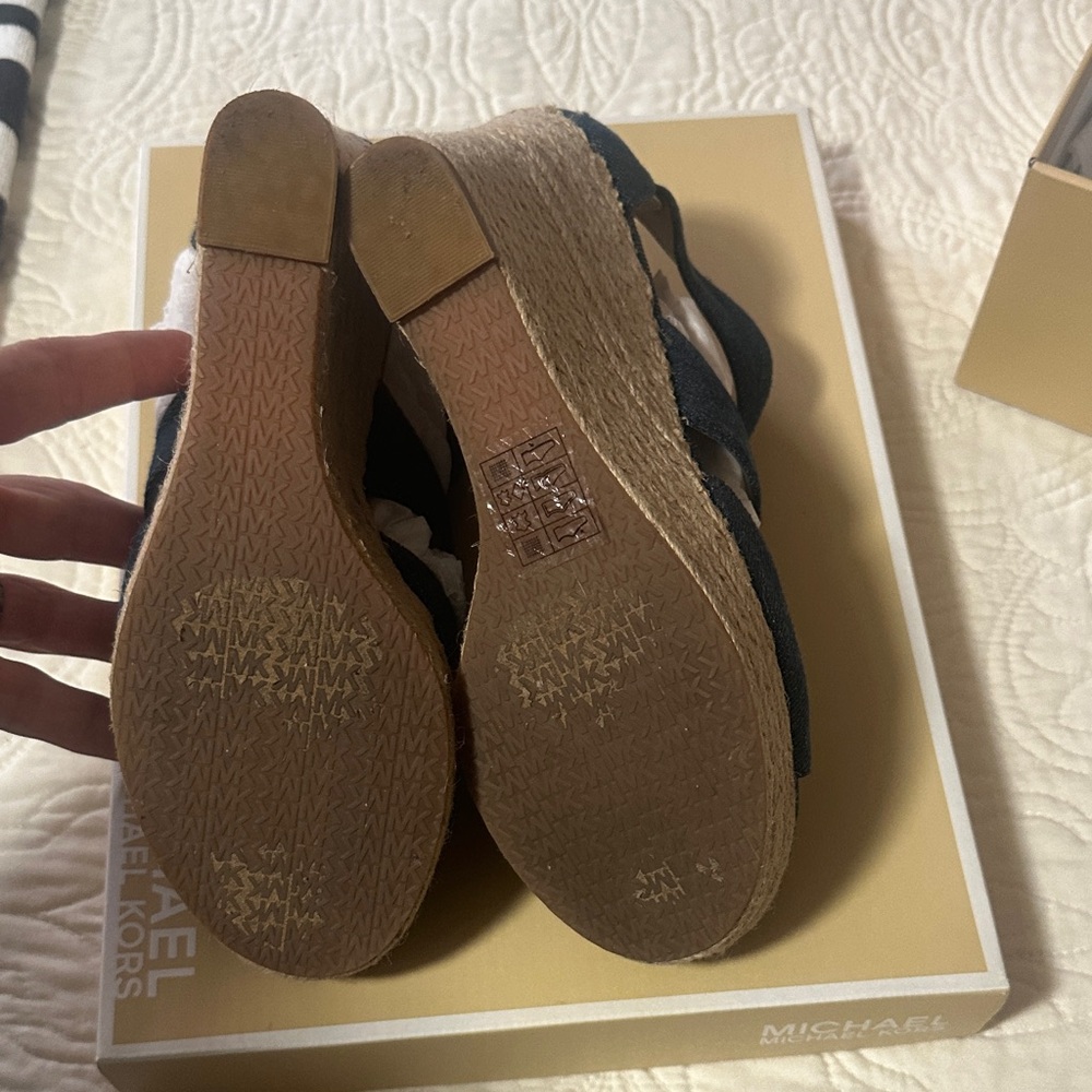 Michael Kors Blue Jean Wedge Sandals - Picture 8 of 16